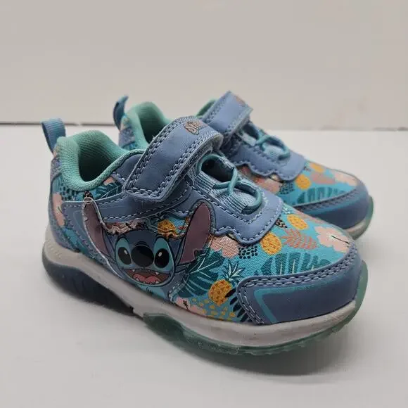 GIRLS' DISNEY TODDLER LITTLE KID STITCH LIGHTED LIGHT-UP SHOES Size 7 - Picture 3 of 7